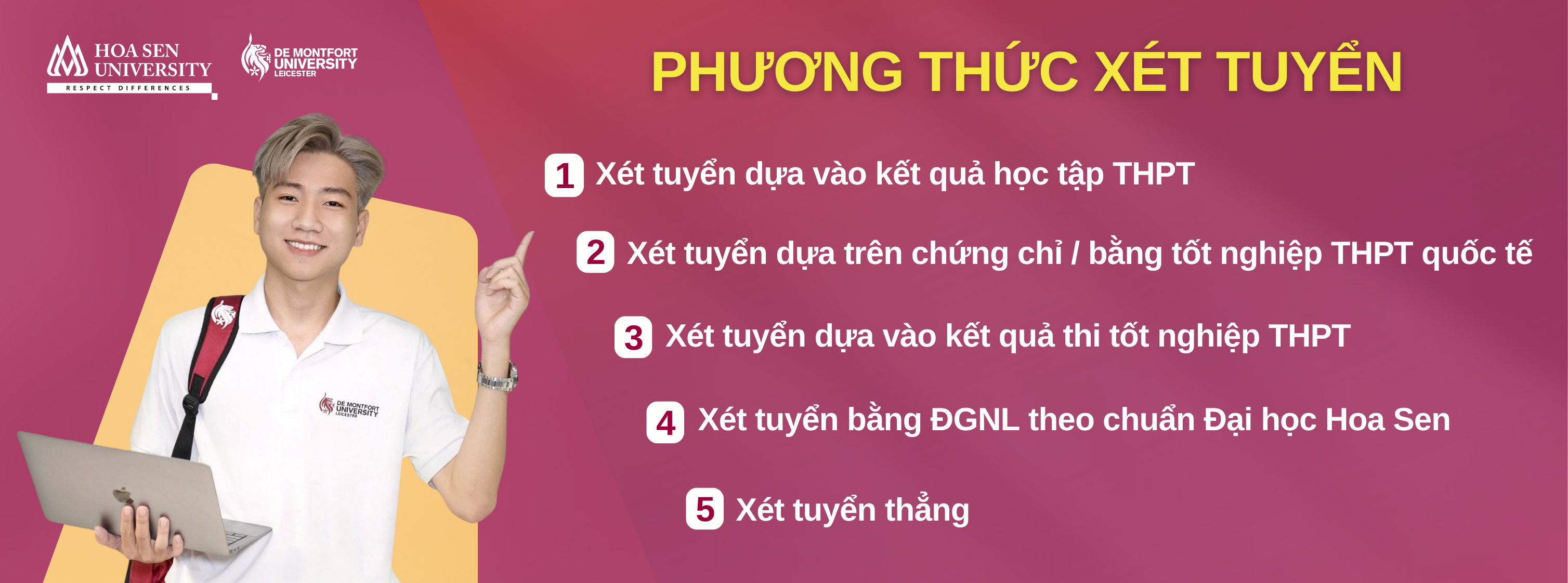 Phương thức xét tuyển Đại học chương trình liên kết Quốc tế Hoa Sen - De Montfort