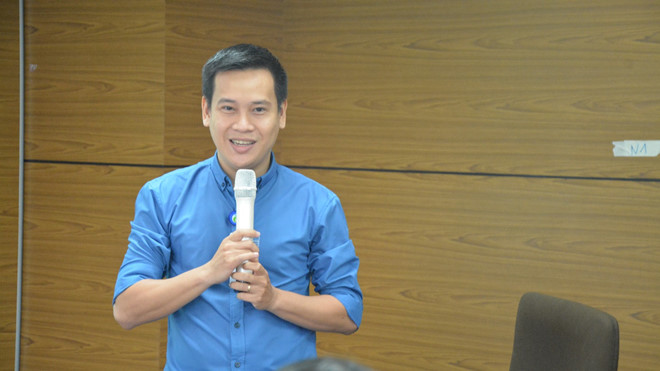Ông Lê Quang Bảo phát biểu tại lễ ký kết hợp tác cùng trường ĐH Hoa Sen.