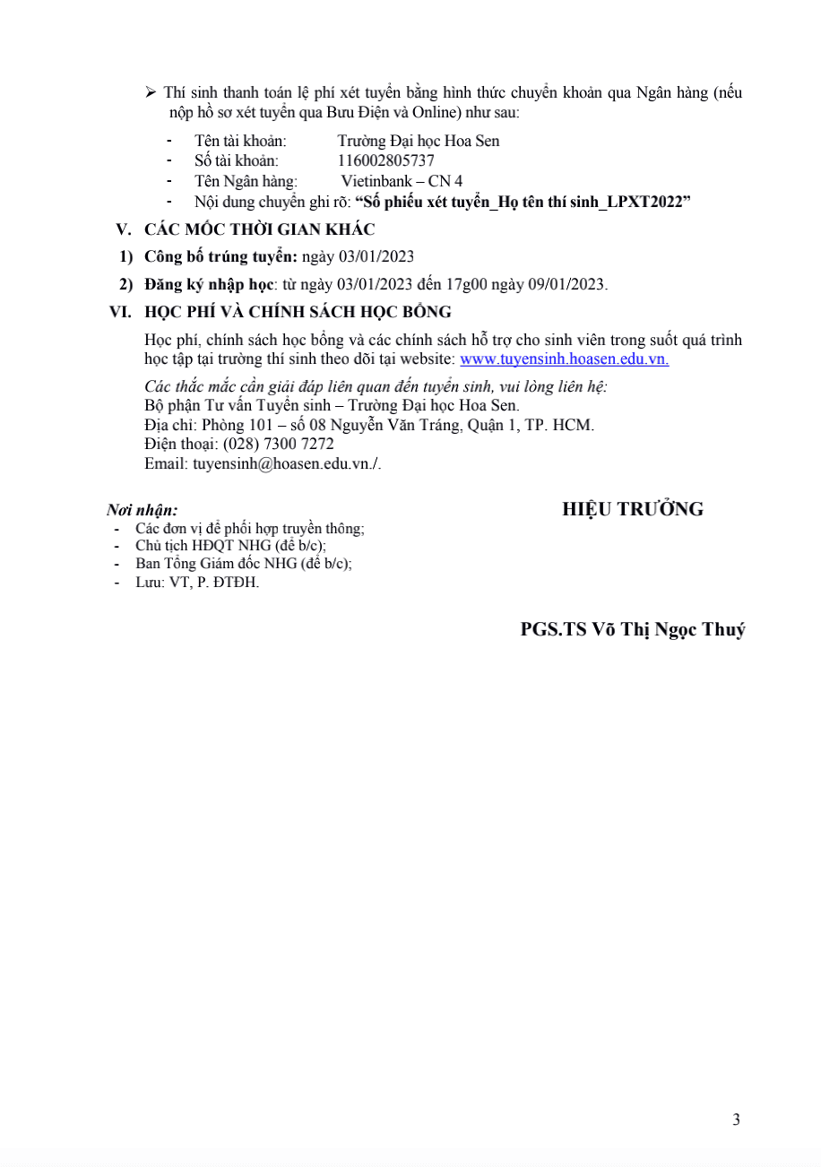 Thông báo về việc tuyển sinh Đào tạo trực tuyến trình độ Đại học Đợt 3 năm 2022 trang 3