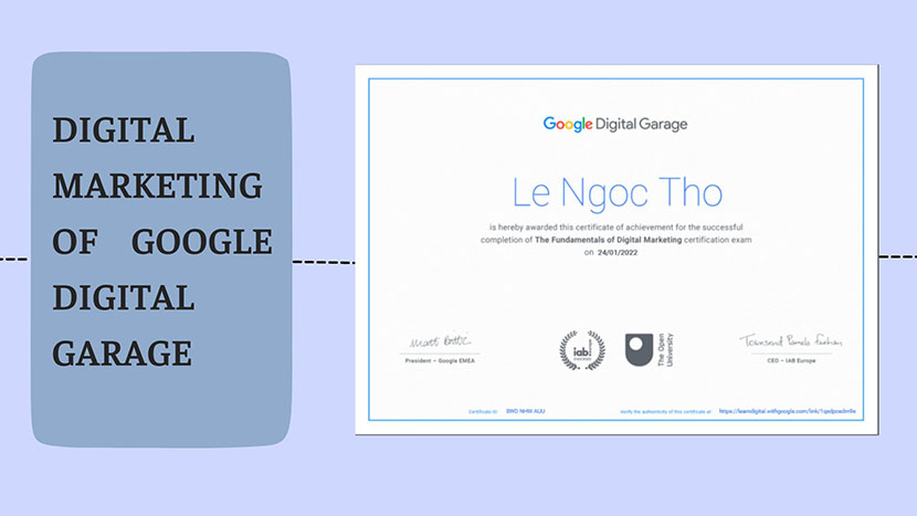 Chứng chỉ khóa học Digital Marketing từ Google Digital Garage