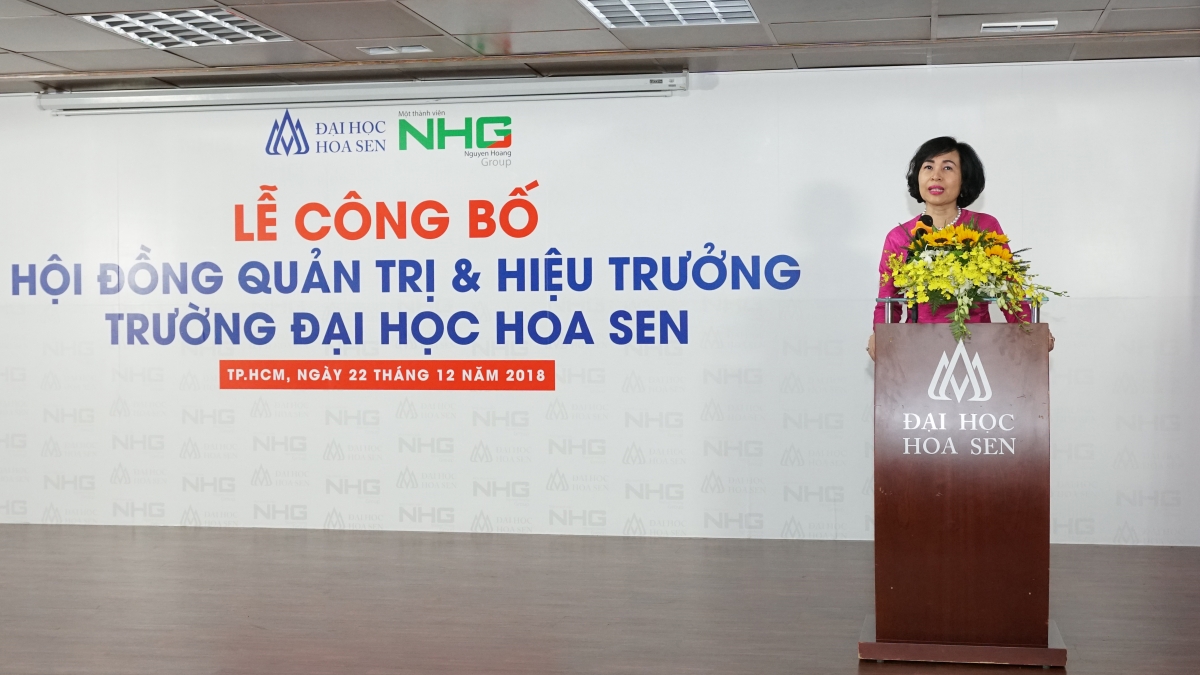 Giáo sư – Tiến sĩ Mai Hồng Quỳ phát biểu nhậm chức Hiệu trưởng trường ĐH Hoa Sen